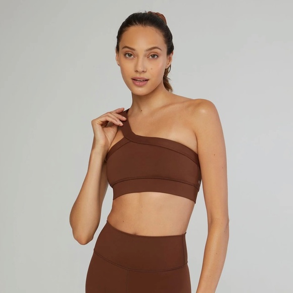 NWT IVL collective One Shoulder sports Bra downtown brown athleisure lifting gym - Picture 8 of 8